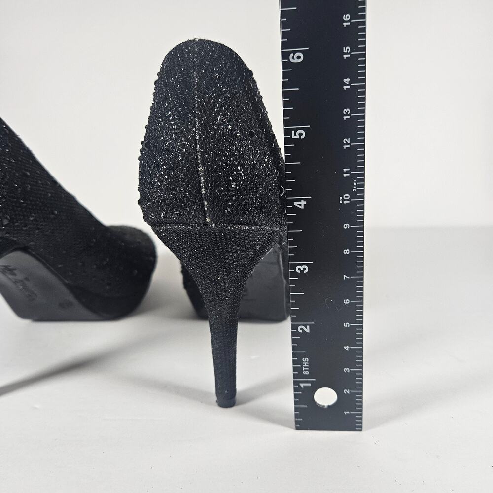 Hot Tomato Black Glitter Sparkly Rhinestone Heels Womens Size 8.5